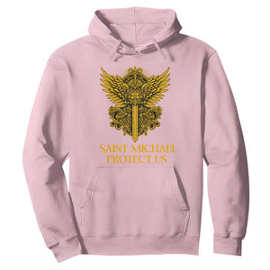Vintage Catholic Saint Michael Protect Us Hoodie Religious Gift TS12 Light Pink Print Your Wear