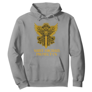 Vintage Catholic Saint Michael Protect Us Hoodie Religious Gift TS12 Sport Gray Print Your Wear
