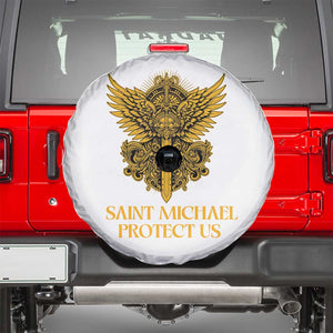 Vintage Catholic Saint Michael Protect Us Spare Tire Cover Religious Gift TS12 Black Print Your Wear