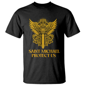 Vintage Catholic Saint Michael Protect Us T Shirt Religious Gift TS12 Black Print Your Wear
