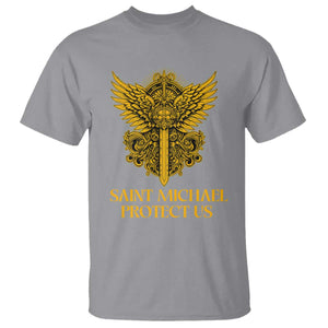 Vintage Catholic Saint Michael Protect Us T Shirt Religious Gift TS12 Sport Gray Print Your Wear