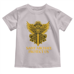 Vintage Catholic Saint Michael Protect Us Toddler T Shirt Religious Gift TS12 Ice Gray Print Your Wear