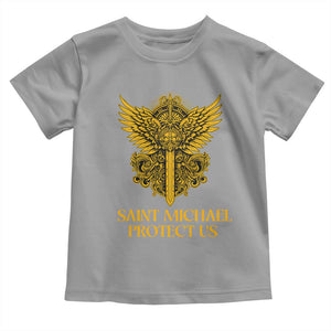 Vintage Catholic Saint Michael Protect Us Toddler T Shirt Religious Gift TS12 Sport Gray Print Your Wear
