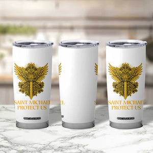 Vintage Catholic Saint Michael Protect Us Tumbler Cup Religious Gift TS12 Print Your Wear