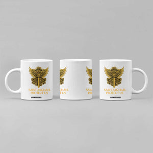 Vintage Catholic Saint Michael Protect Us Coffee Mug Religious Gift TS12 Print Your Wear