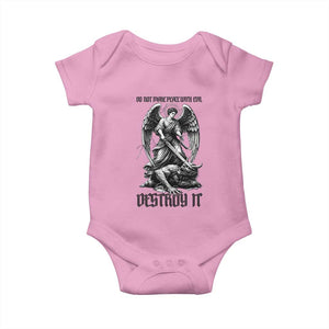 Do Not Make Peace With Evil Baby Onesie Archangel Saint Michael TS12 Light Pink Print Your Wear