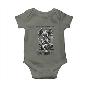Do Not Make Peace With Evil Baby Onesie Archangel Saint Michael TS12 Military Green Print Your Wear