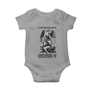 Do Not Make Peace With Evil Baby Onesie Archangel Saint Michael TS12 Sport Gray Print Your Wear