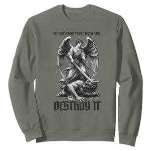 Do Not Make Peace With Evil Sweatshirt Archangel Saint Michael TS12 Military Green Print Your Wear