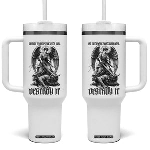 Do Not Make Peace With Evil Tumbler With Handle Archangel Saint Michael TS12 One Size: 40 oz White Print Your Wear
