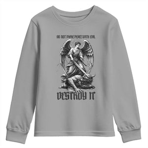Do Not Make Peace With Evil Youth Sweatshirt Archangel Saint Michael TS12 Sport Gray Print Your Wear