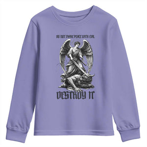 Do Not Make Peace With Evil Youth Sweatshirt Archangel Saint Michael TS12 Violet Print Your Wear