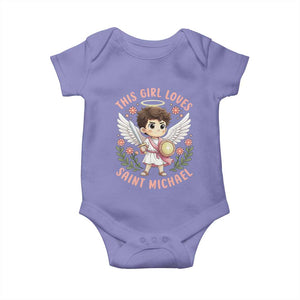 This Girl Loves Saint Michael Baby Onesie Religious Faith Gift TS12 Violet Print Your Wear