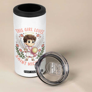 This Girl Loves Saint Michael 4 in 1 Can Cooler Tumbler Religious Faith Gift TS12 Print Your Wear