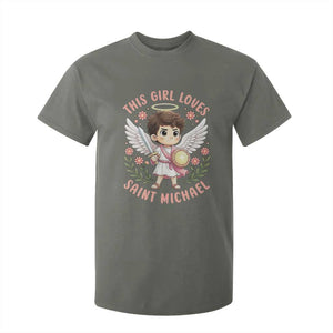This Girl Loves Saint Michael T Shirt For Kid Religious Faith Gift TS12 Military Green Print Your Wear