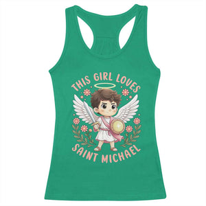 This Girl Loves Saint Michael Racerback Tank Top Religious Faith Gift TS12 Irish Green Print Your Wear