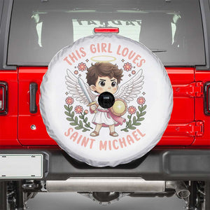 This Girl Loves Saint Michael Spare Tire Cover Religious Faith Gift TS12 Black Print Your Wear