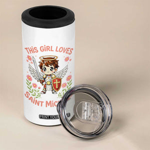 This Girl Loves Saint Michael 4 in 1 Can Cooler Tumbler Catholic Faith Gift TS12 Print Your Wear