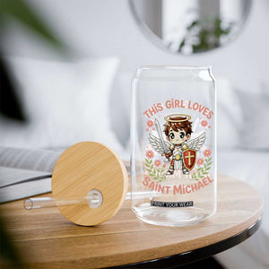 This Girl Loves Saint Michael Glass Can Catholic Faith Gift TS12 Print Your Wear