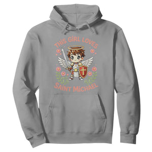 This Girl Loves Saint Michael Hoodie Catholic Faith Gift TS12 Sport Gray Print Your Wear