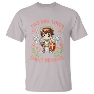 This Girl Loves Saint Michael T Shirt Catholic Faith Gift TS12 Ice Gray Print Your Wear