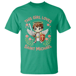 This Girl Loves Saint Michael T Shirt Catholic Faith Gift TS12 Irish Green Print Your Wear
