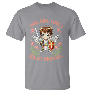 This Girl Loves Saint Michael T Shirt Catholic Faith Gift TS12 Sport Gray Print Your Wear
