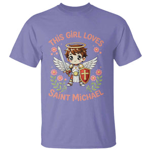This Girl Loves Saint Michael T Shirt Catholic Faith Gift TS12 Violet Print Your Wear