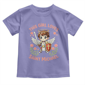 This Girl Loves Saint Michael Toddler T Shirt Catholic Faith Gift TS12 Violet Print Your Wear