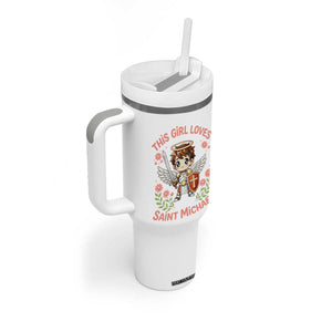 This Girl Loves Saint Michael Tumbler With Handle Catholic Faith Gift TS12 Print Your Wear