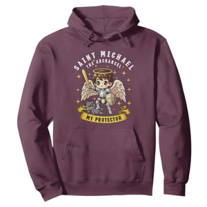 Funny Saint Michael Defeating Satan Hoodie Religious Faith Gift TS12 Maroon Print Your Wear