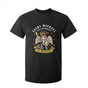 Funny Saint Michael Defeating Satan T Shirt For Kid Religious Faith Gift TS12 Black Print Your Wear