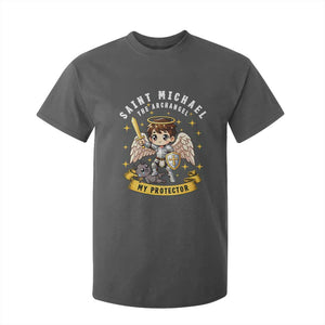 Funny Saint Michael Defeating Satan T Shirt For Kid Religious Faith Gift TS12 Dark Heather Print Your Wear