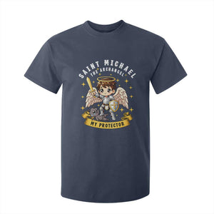 Funny Saint Michael Defeating Satan T Shirt For Kid Religious Faith Gift TS12 Navy Print Your Wear
