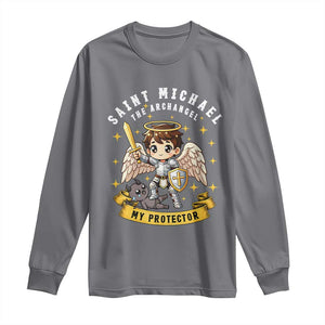 Funny Saint Michael Defeating Satan Long Sleeve Shirt Religious Faith Gift TS12 Charcoal Print Your Wear