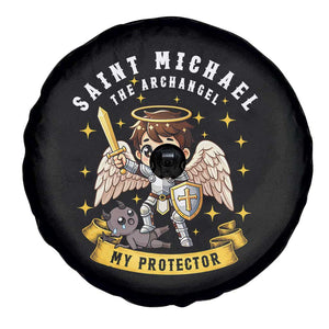 Funny Saint Michael Defeating Satan Spare Tire Cover Religious Faith Gift TS12 Print Your Wear