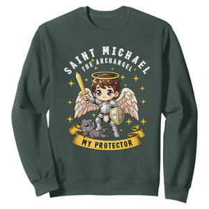Funny Saint Michael Defeating Satan Sweatshirt Religious Faith Gift TS12 Dark Forest Green Print Your Wear