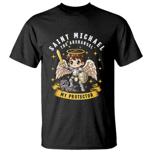 Funny Saint Michael Defeating Satan T Shirt Religious Faith Gift TS12 Black Print Your Wear
