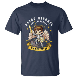 Funny Saint Michael Defeating Satan T Shirt Religious Faith Gift TS12 Navy Print Your Wear