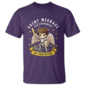 Funny Saint Michael Defeating Satan T Shirt Religious Faith Gift TS12 Purple Print Your Wear