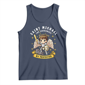 Funny Saint Michael Defeating Satan Tank Top Religious Faith Gift TS12 Navy Print Your Wear
