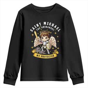 Funny Saint Michael Defeating Satan Youth Sweatshirt Religious Faith Gift TS12 Black Print Your Wear