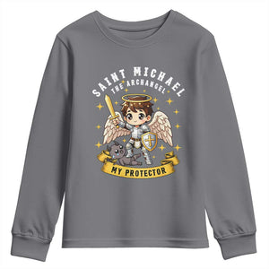 Funny Saint Michael Defeating Satan Youth Sweatshirt Religious Faith Gift TS12 Charcoal Print Your Wear