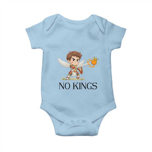 No Kings Baby Onesie Funny Saint Michael Topples The Crown TS12 Light Blue Print Your Wear