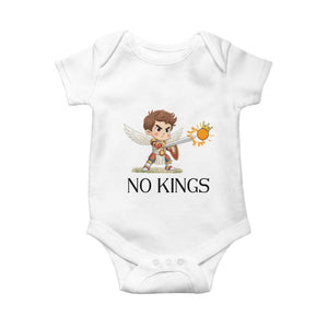 No Kings Baby Onesie Funny Saint Michael Topples The Crown TS12 White Print Your Wear