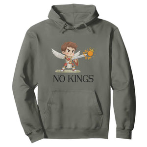 No Kings Hoodie Funny Saint Michael Topples The Crown TS12 Military Green Print Your Wear