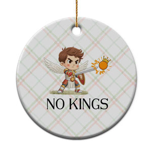 No Kings Ceramic Ornament Funny Saint Michael Topples The Crown TS12 1pc Christmas Plaid Print Your Wear