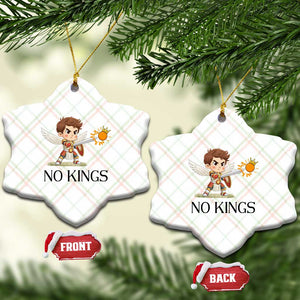 No Kings Ceramic Ornament Funny Saint Michael Topples The Crown TS12 Print Your Wear