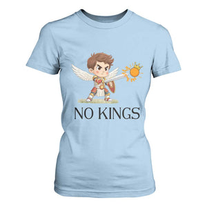 No Kings T Shirt For Women Funny Saint Michael Topples The Crown TS12 Light Blue Print Your Wear