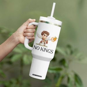 No Kings Tumbler With Handle Funny Saint Michael Topples The Crown TS12 Print Your Wear